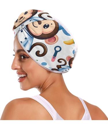 Buy Animal Monkey Chef Cartoon Hair Towel 2 Pack - Super Absorbent Quick Dry Turbans for Women & Girls - Buy Online on GoSupps.com