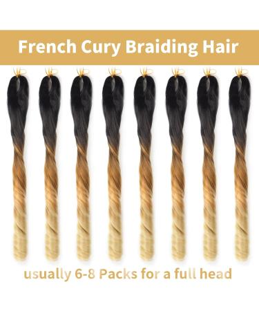 Ainimiu French Curly Braiding Hair 22 Inch 8 Packs - Pre Stretched Bouncy Braiding Hair- Loose Wavy Braiding Hair Synthetic Hair Extensions for Black Women 22 Inch(pack of 8) 1B/27/613 - Buy Online on GoSupps.com