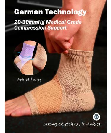 Buy Women's Beige Ankle Brace Support | Elastic Compression Sleeve for Neuropathy & Plantar Fasciitis Relief - Medium Size - Buy Online on GoSupps.com