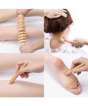 Navaris 3-Piece Wooden Massage Roller Set - Fascia Massage Stick with Handle & Carry Bag - Effective Pain Relief & Relaxation - Buy Online on GoSupps.com