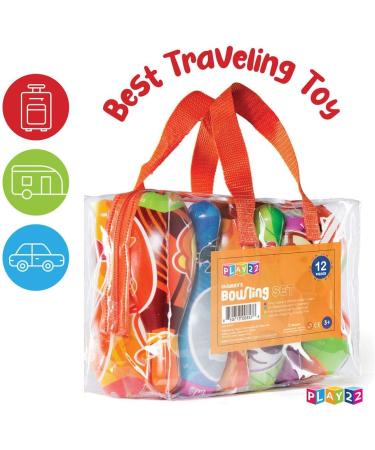 Play22 Kids Bowling Set - Colorful 12 Piece Toy Bowling Set with Carrying Bag - Sturdy Soft Foam - Includes 10 Pins and 2 Balls - Childrens Toddler Bowling Set - Buy Online on GoSupps.com
