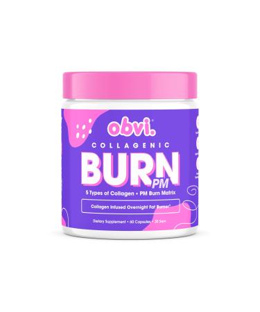 Obvi Collagenic Burn PM | Nighttime Collagen with Ashwagandha GABA & Melatonin | Multi-Type Collagen | 90 Capsules