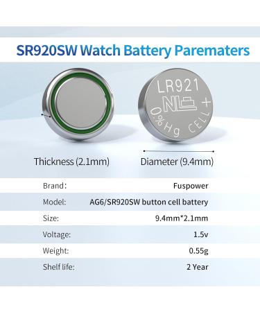 SR920sw Battery AG6 LR921 371 370 LR69 171 920 1.5V Alkaline Watch Batteries Button Cell for Watch Light Calculators 10pcs - Buy Online on GoSupps.com