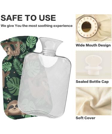 Naanle Palm Leaves Sloth Hot Water Bottle 1L - Transparent Warm Head Hand & Feet Warmer for Pain Relief & Therapy - Buy Online on GoSupps.com