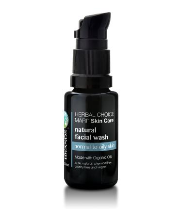 Natural Facial Wash by Herbal Choice Mari (Normal/Oily Skin 0.5 Fl Oz Glass Bottle) - Made with Organic Ingredients - No Toxic Synthetic Chemicals - TSA-Approved Travel Size 0.5 Fl Oz (Pack of 1)
