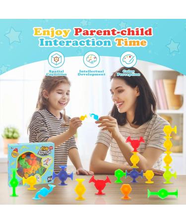 AIERRSON 48Pcs Suction Silicone Toys for Kids | Bath & Sensory Montessori Toys for 3-9 Year Olds | Building Toy Set for Stress Relief & Travel - Buy Online on GoSupps.com
