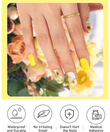 Kalolary Gel Nail Polish Strips Nail Gel Art Sticker Waterproof Full Nail Wraps Decal Sets with Nail File and Stick for Women Girls Nail Art Decor (UV/LED Lamp Required) (Sunflower Yellow) - Buy Online on GoSupps.com