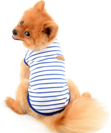 Paidful British Dog Shirt | Soft Cotton Striped Vest for Dogs & Cats | Summer Pet T-Shirt for Puppies Chihuahuas & Yorkies - Blue XL - Buy Online on GoSupps.com