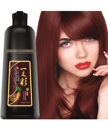 Natural Red Wine Hair Color Shampoo for Gray Hair 500ML Instant Hair Dye Shampoo for Men & Women-3 in 1 Color Shampoo for Dark Hair-Colors in Minutes-Long Lasting-Safe & Easy to Use (Red Wine)