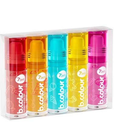 Moisturizing Lip Oil - Clear Lip Gloss Set with Jojoba Oil and Macadamia Oil - Lip Balm Set for Lip Care, 5 Pieces