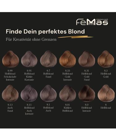 Femmas Hair Color Light Blonde Ash 8.1 | Professional Cream with Argan Oil & Keratin | Radiant Permanent Tint | 100 ml - Buy Online on GoSupps.com