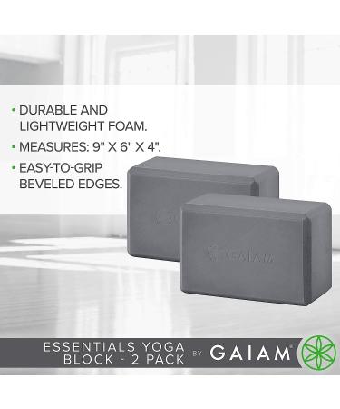 Gaiam Essentials Yoga Block Set of 2 - Supportive & Soft Non-Slip Foam Surface for Yoga, Pilates, Meditation - Grey - Buy Online on GoSupps.com
