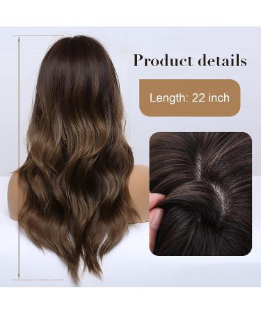 Blonde Unicorn Ombre Brown Long Wavy Curly Synthetic Wig - Shoulder Length Middle Part Women's Wig in Dark Brown Medium Length - Buy Online on GoSupps.com
