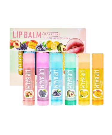 6 PCS Natural Lip Balm Anti Chapping Lip Mmoisturizers Fruit Flavoured Lip Balms Moisturizing lip care wrinkle-reducing lip balm cracking Moisturizing & Plump Quickly Replenishing Moisture