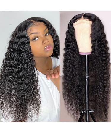 4x4 Deep Wave Lace Closure Wigs Deep Curly Lace Front Wigs Human Hair Wigs for Black Women Glueless Wigs Human Hair Pre Plucked Bleached Knots 18 Inch Deep Wave Peruvian Virgin Wet and Wavy Human Hair Wigs with Baby Hair 150% Density 18 Inch Natural Color