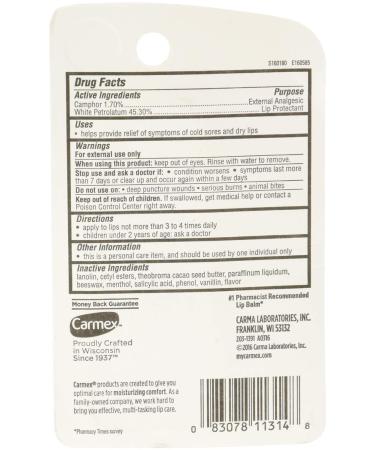 Carmex Classic Lip Balm Medicated 0.35 oz (Pack of 9) - Buy Online on GoSupps.com