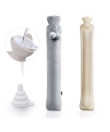 Long hot water bottle with cover 2 liter hot water bottle with a soft cover 73cm thermal pillow bottles for babies with a water funnel and a soft plush cover for neck and shoulder - Buy Online on GoSupps.com