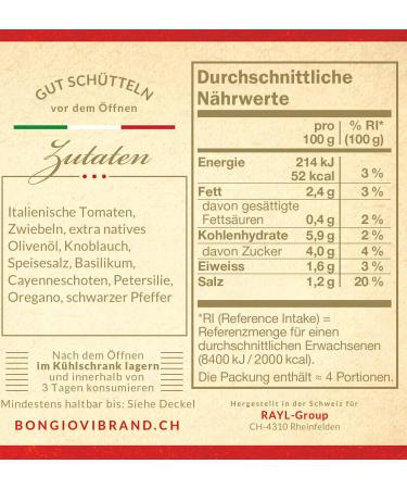 Bongiovi Pasta Sauce Arrabbiata - Authentic 400g Italian Sauce for International Shipping - Buy Online on GoSupps.com