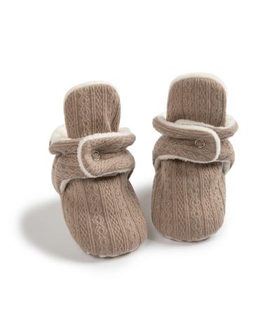Sonsage Infant Baby Girls Boys Snow Boots Soft Anti-Skid Sole Ankle Premium Booties Newborn Toddler Prewalker Winter Warm Crib Shoes 6-12 Months C01 Light Brown