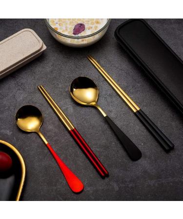 Portable Spoon Two-Piece Spoon Chopsticks Set Stainless Steel Tableware Plastic Box Tableware Spoon Chopsticks Set Green - Buy Online on GoSupps.com