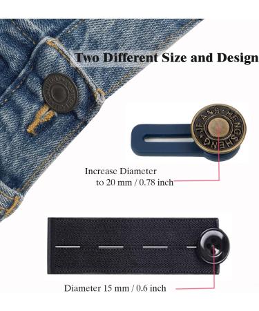 Adjustable Waist Extender Button for Jeans & Pants - Set of 10 Black & Blue Extenders for Men, Women, and Maternity Trousers - Buy Online on GoSupps.com
