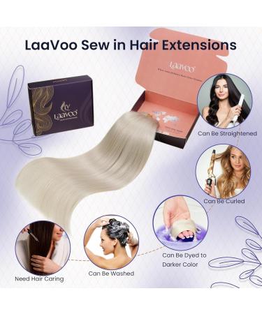 LAAVOO TRESS Extensions | 60cm Blond Real Hair Weft for Sewing | Platinblond Sew In Hair Extensions #60 120g - Buy Online on GoSupps.com