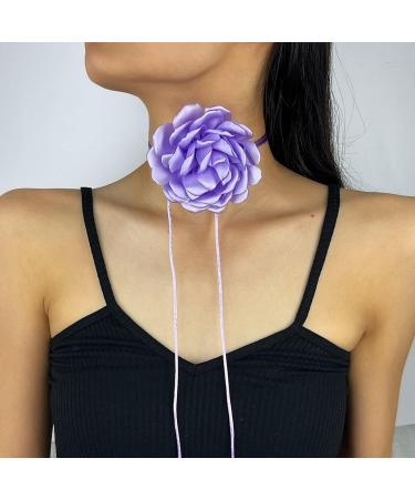 Shop Southjieling 3D Rose Trailer Necklace - Versatile Collarbone Chain & Fashionable Violet Flower Accessory - Buy Online on GoSupps.com