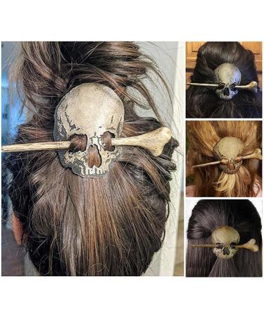Skull Hair Pin Stick Slide with Faux Bone Halloween Hairpin Handmade Punk Skull Hair Pin Skull/Death Moth Hair Clip Sticks Hairpin Hair Fork Tortoise Shell Bun Cover Holder for Women Girls - Buy Online on GoSupps.com