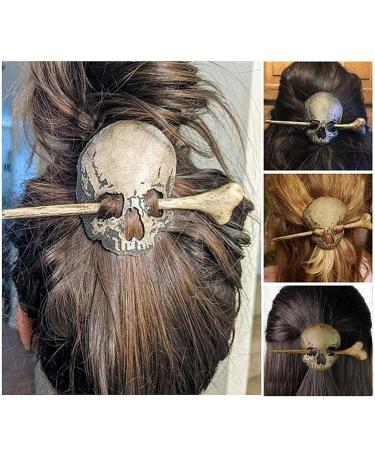 Handmade Punk Skull Hair Needle & Clip - Dead Head Halloween Hairpin with Artificial Bone - Buy Online on GoSupps.com