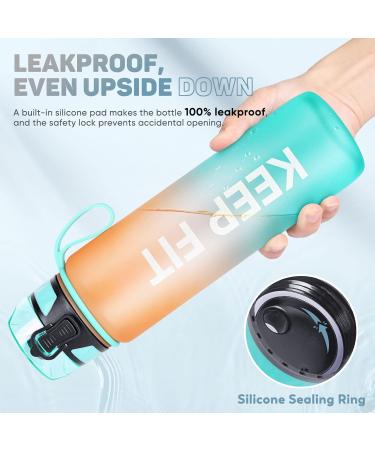 Fuldent 1L BPA-Free Sports Water Bottle | Non-Slip Grip | Ideal for Bike Outdoor School & Gym - Green-Orange - Buy Online on GoSupps.com