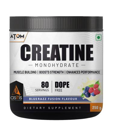 Asitis Nutrition AS-IT-is Atom Creatine Monohydrate 250g/8.8 Oz - 80 Servings | Dope Free | Enhances Performance | Promotes Muscle Gains | Blue Razz Flavour Gluten-Free Refreshing Flavoured