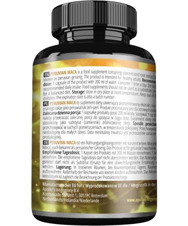 Apollo's Hegemony BV Peruvian Maca 101 extract 500 mg per capsule 90 vegan capsules 3 month supply supports vitality and endurance from Apollos Hegemony - Buy Online on GoSupps.com
