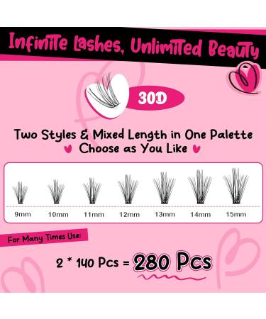 PRO DIY Lash Extension Kit: 280pcs D Curl Individual Lashes with Lash Bond & Remover - Easy to Apply at Home | 9-15 Mix 30D-D Kit - Buy Online on GoSupps.com