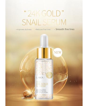 24K Gold Snail Facial Serum Anti-Aging Moisturizer with Hyaluronic Acid & Collagen for Women | Smooth Wrinkles Firm Skin Promote Deep Absorption - Buy Online on GoSupps.com