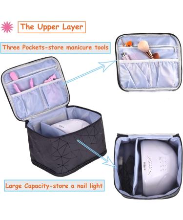 CTWWFS PU Leather Nail Polish Organizer & Lamp Case - Holds 30 Bottles, Manicure Tools Storage - Black - Buy Online on GoSupps.com