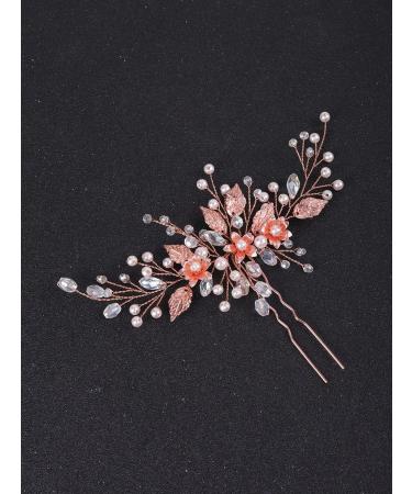 Deniferymakeup Rose Gold Hair Clip Pin Bridal Rhinestone Crystals Flower Hair Pins Set for Bride Women Girl - Buy Online on GoSupps.com