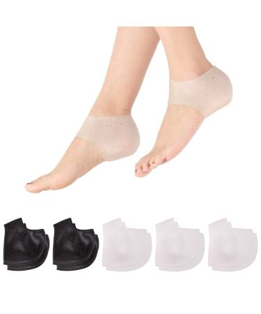 (5 Pair) Heel Protectors, Heel Cups for Heel Pains, Silicone Heel Pads Cushion, Heal Dry Cracked Heels, Universal Size, Stocking Stuffers for Women Teen Girls Adults Wife Mom for Her