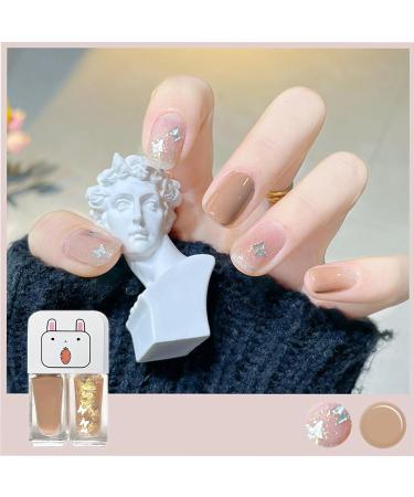 Glitter Butterfly Nail Polish Set Pearl White 2 in 1 Quick Dry Light Warm Brown Nail Polish set No Need Cure Nail Varnish Long Lasting Chip-resistant Cute DIY Nail Art at Home Gift for Women - Buy Online on GoSupps.com