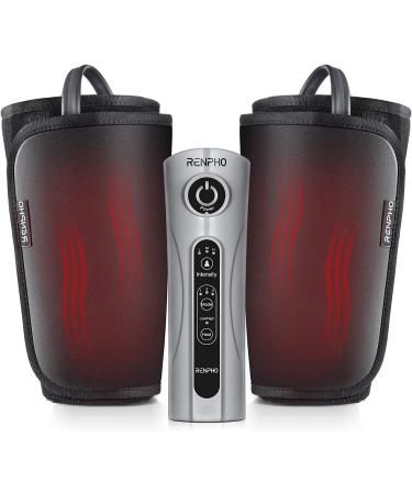 Renpho leg massage device with heat for blood circulation and pain relief as well as air compression for calf thigh and foot massage 2 heaters 3 modes 3 intensities A1 heating