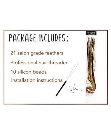 Natural Color Hair Feathers for Extension DIY Kit - 21 Feathers 9-14 Long - Eye-Catching Design - 100% Real Rooster Feathers - Professional Grade - Buy Online on GoSupps.com