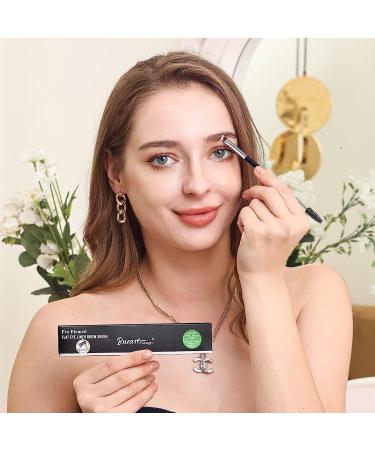 ULTRA THIN Duo Angled Brow & Eyeliner Brush Set - #14 Precision Brow & Liner Brushes with Spoolie and Mascara Brush (Black & Silver) - Buy Online on GoSupps.com