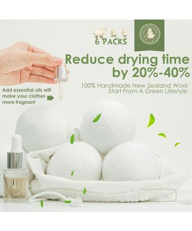 Wool Dryer Balls 6 Pack - Natural Organic Fabric Softener for Baby Clothes - Reduce Drying Time & Wrinkles - New Zealand Wool - Eco-Friendly Laundry Balls - Buy Online on GoSupps.com