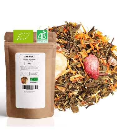 Organic Green Tea ? Peach Strawberry ? Summer Miracle ? Loose Green Tea ? 100g Bag with Zip ? 40 Cups ? 100% Organic Farming ? Quality Green Tea ? Satisfied or Refunded ?