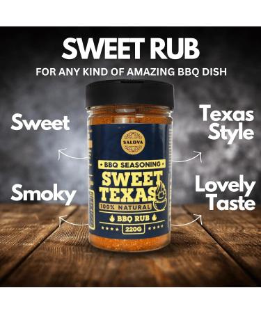 Sweet Texas BBQ Rub - Authentic Sweet Seasoning with Texas Kick - Large 220g Jar - Buy Online on GoSupps.com