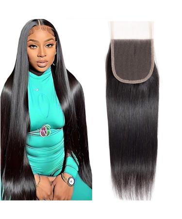 Straight Human Hair 4x4 HD Lace Closure Brazilian Hair Human Hair Closure for Black Women Natural Remy Hair Soft Swiss Lace Closure 16 Inch 16 Inch 4x4 Lace Closure