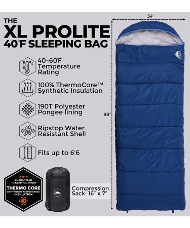 Extra Large All-Season Sleeping Bag for Adults - Waterproof & Compact with Compression Sack - Cold Weather & Summer Camping - 40-60F Temperature Rating - Buy Online on GoSupps.com