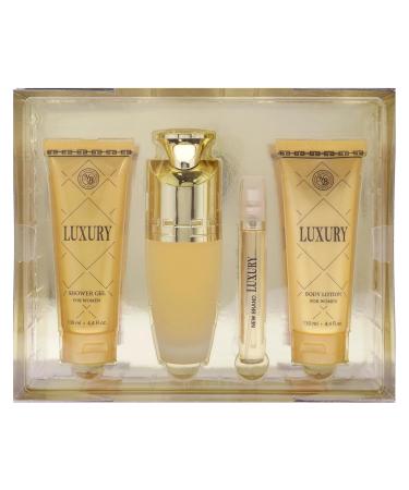 New Brand Luxury for Women - 4 Pc Gift Set 3.3oz EDP Spray 4.4oz Shower Gel 4.4oz Body Lotion 0.5oz EDP Spray - Buy Online on GoSupps.com