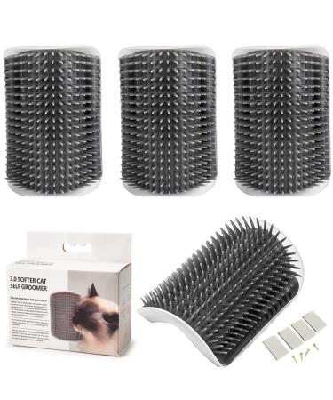 Grooming Brush cat 4 pieces of massage corner cat brush corner massage comb cat corner of fur care brush with assembly screws and double -sided adhesive tape for long short cat fur (gray)