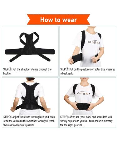Adjustable Posture Corrector for Men & Women | Backs Straight Lumbar Support | Black B02 XL - Buy Online on GoSupps.com
