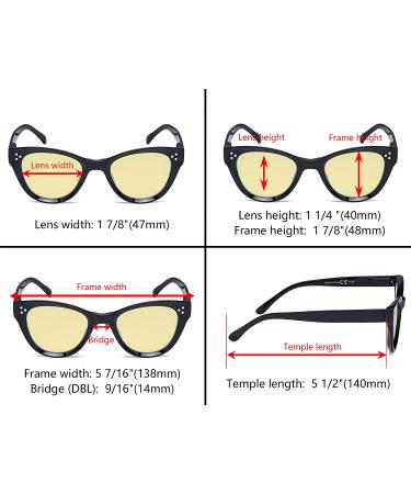 Eyekepper 4 Pack Oversized Cat Eye Blue Light Blocking Glasses +1.00 - Yellow Tinted Computer Reading Eyewear for Women - b60-4 Pairs - Buy Online on GoSupps.com